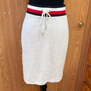 Tommy Hilfiger light gray. Midi Skirt with Red and Black Trim
